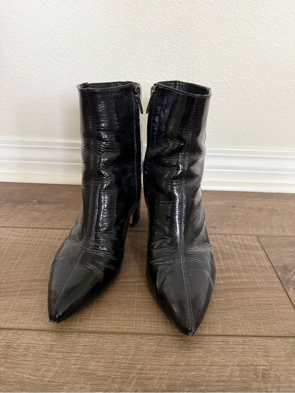 Sam Edelman Black Patent Pointed-Toe Women's Ankle Boots